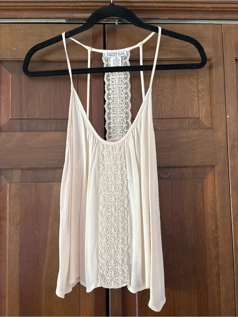 Dizzy Gal Ivory Lace-Back Flowing Camisole